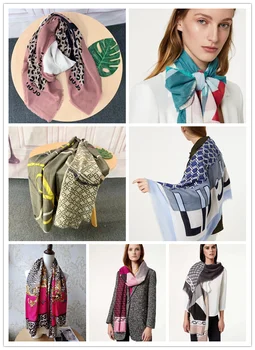 Zahraničný obchod jesenné a zimné nové 2023 taliansky nová móda tlačené teplý šál s dvojakým použitím, šátek