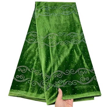 Zelenej Čipky Afriky Nežnej Čipky Textílie S Kamenným Africkým Čipky Textílie 2023 Vysokej Kvality 5Yards Nigérijský Čipky Textílie Na Svadby