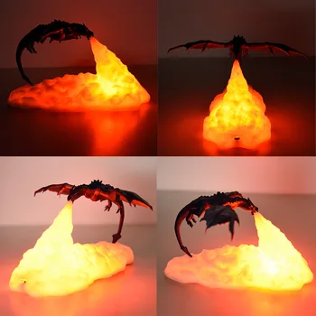 ZK20 3D Tlače LED Fire Dragon Ice Dragon Svietidlá Nočné Svetlo Nabíjateľná Mäkké Svetlo Pre Spálne, Obývacia Izba Camping Domova