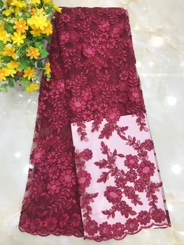 Červenej Africkej Čipky Textílie 2023 Vyšívané Nigérijský Čipky Textílie Vysoko Kvalitný Kábel čipky francúzskej Čipky a Tylu Textílie Na Svadby
