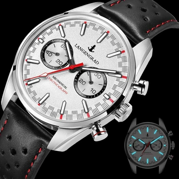 ČERVENÁ HVIEZDA Mechanické Náramkové hodinky 1963 Racing Chronograf ST1901 Pohyb Dome Sapphire Ručné Navíjanie Super Svietivý Hodinky