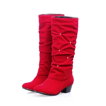 Červená Vianočné nový štýl žien koleno topánky svieti dámske topánky móde nový štýl a stanovuje pre ženy, chrániče, topánky
