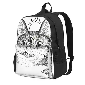 Šťastie Kitty Cestovný Notebook Bagpack Školské Tašky Psychické Mačka Kitty Roztomilý Strašidelné Goth Kúzelná Halloween Punk