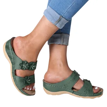 Ženy Sandále Mäkké Dno Letné Topánky Pre Ženy Klinové Podpätky Kvet Sandalias Mujer Pláži Papuče Ženy Flip Flops Sandále