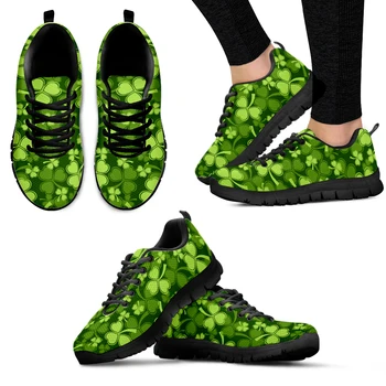 חדש סנט פטריק יום Shamrocks הדפסת אופנה סניקרס ירוק צמחייה הדפסת שרוכים נעליים מקרית Zapatos Planos
